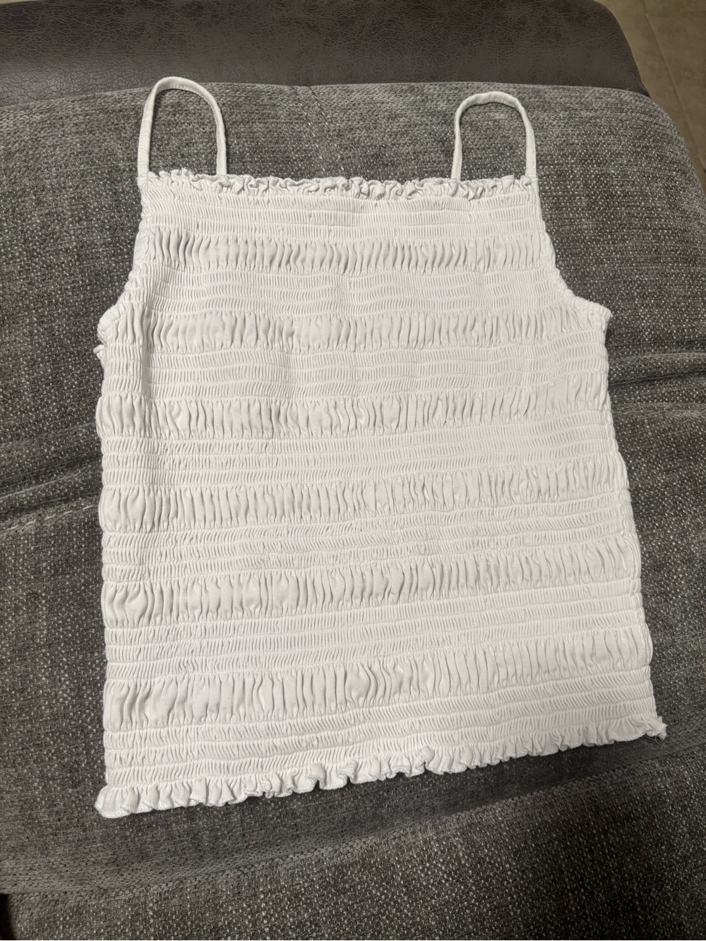 H&M White Smocked Spaghetti Strap Camisole